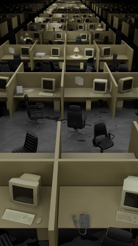 Liminal Space Weirdcore Backrooms Poolrooms Office Submechanophobia Vaporwave Corporate Office Background, Liminal Office Space, Backrooms Office, Dystopian Office, 90s Office Aesthetic, Office Building Aesthetic, Office Aesthetic Dark, Backrooms Moodboard, Liminal Office