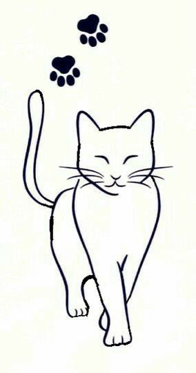 Cat Outline Drawing, Cat Outline Tattoo, Paw Drawing, Simple Cat Drawing, Magic Runes, Cat Template, Cat Outline, Ear Tattoo Ideas, Cats Art Drawing