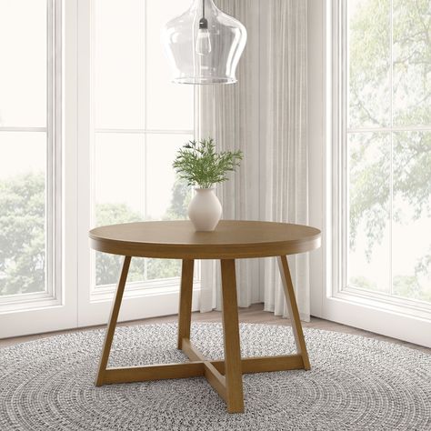 Plank and Beam Classic Solid Wood Round Dining Table - 47 - Bed Bath & Beyond - 39720377 Farmhouse Round Table, Circular Kitchen Table, Kitchen Table Farmhouse, Small Round Kitchen Table, Solid Wood Kitchen Table, Small Dining Table Set, Wood Kitchen Table, Wooden Kitchen Table, Solid Wood Kitchen