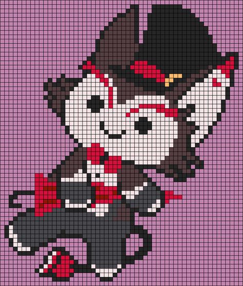 Hazbin Hotel Alpha Pattern, Helluva Boss Cross Stitch, Hazbin Hotel Cross Stitch, Hazbin Hotel Perler Beads, Hazbin Hotel Pixel Art, Pearl Beads Pattern, Graph Crochet, Pixel Art Templates, Diy Perler Bead Crafts