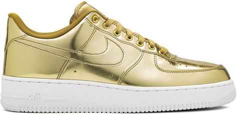 Trophy Stand, Going For Gold, Gold Sneakers, Walking Exercise, Nike Swoosh, Stand Tall, Nike Air Force 1, Shoe Game, Metallic Gold