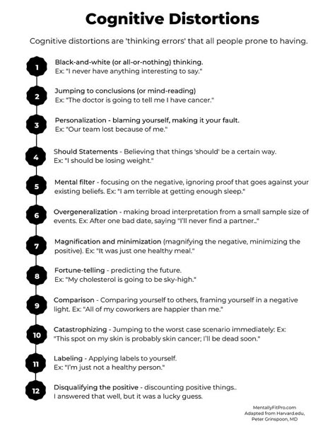 Cognitive Distortions Worksheet, Cbt Therapy Worksheets, Thinking Errors, Parts Work, Inner Child Work, Cbt Worksheets, Cbt Therapy, Cognitive Therapy, Preschool Math Worksheets