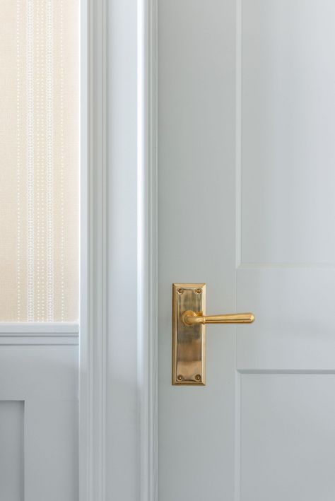 5 Ways To Make Your Home Feel Custom | Switching Out the hardware - gold door handle, blue interiors door and trim #decoratingtips #homedecor #decoratinghacks Interior French Door Hardware, Studio Mcgee Doors, Room Paneling, Gold Door Handles, The Mcgee Home, Interior Door Hardware, Sea Hawk, Mcgee Home, Painted Interior Doors