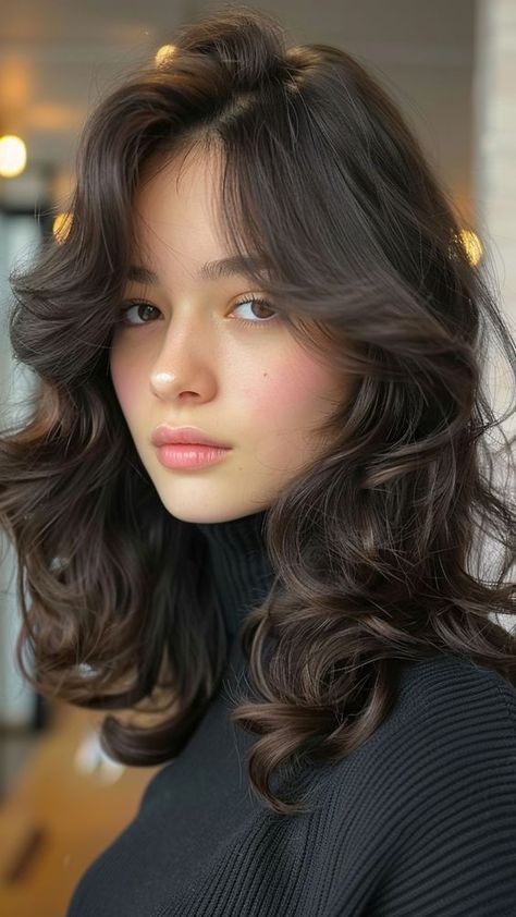 Hairstyle For Curls, Whimsical Bangs, Hair Bangs Ideas, Wavy Hairstyles With Bangs, Curl Bangs, Curls With Bangs, Side Part Hairstyle, Side Part Hair, Cute Bangs Hairstyles