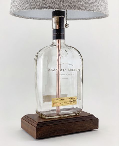 Woodford Reserve Bottle Lamp on Storenvy Whiskey Bottle Crafts, Old Liquor Bottles, Bottle Lamp Kit, Empty Liquor Bottles, Alcohol Bottle Crafts, Liquor Bottle Lamp, Liquor Bottle Crafts, Woodford Reserve, Old Glass Bottles