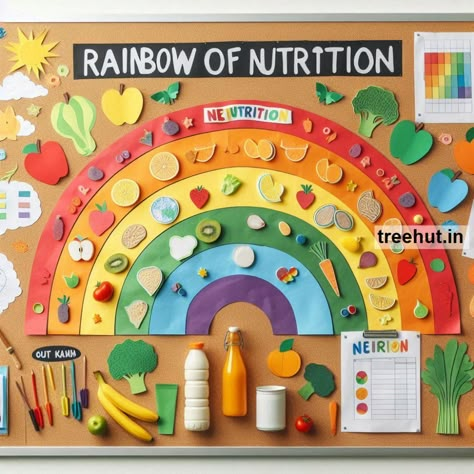 Healthy Food Bulletin Board Ideas and Healthy Food Activities for Elementary School | October Bulletin Board Ideas | Fall Nutrition Bulletin Board Ideas, Healthy Eating School Project, Health Boards School, Nutrition Board Ideas, Healthy Food Activities For Preschool Crafts, Food And Nutrition Project Ideas, Nutrition Project Ideas, Back To School Health Bulletin Boards, Healthy Food Bulletin Board