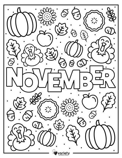 Celebrate the Thanksgiving season by downloading and coloring this free printable with your family! November Colouring Pages, Coloring Pages November, November Elementary Activities, November Coloring Sheets, Learning Coloring Pages, November Coloring Pages, Drawing To Color, Fun Coloring Pages For Kids, Month Coloring Pages