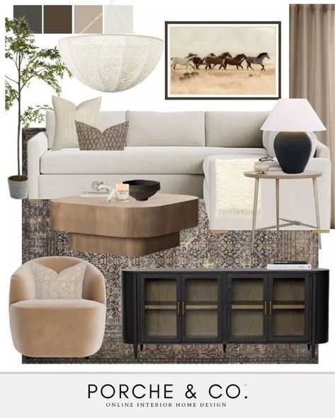 Curated Collections of the Week :: Modern Classic Living Room Designs — Porche & Co. Moody Modern Living Room, Living Room With Color, Modern Classic Living Room Design, Living Room Mood Board, Mood Board Living Room, Sala Vintage, Classic Living Room Design, Modern Classic Living Room, Organic Modern Living Room