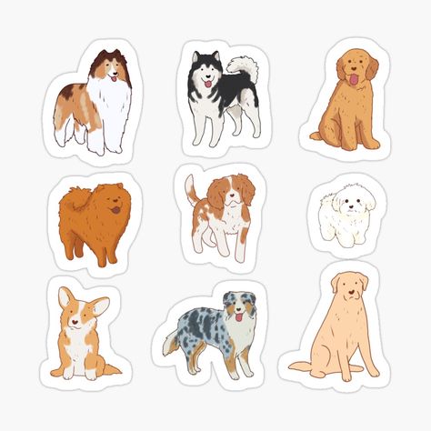 Get my art printed on awesome products. Support me at Redbubble #RBandME: https://www.redbubble.com/i/sticker/dogs-pack-by-Mayarart/150293626.EJUG5?asc=u Dog Stickers Printable, Stickers Bonitos, Dogs Stickers, Illustration Cute, 강아지 그림, Dog Illustration, Dog Stickers, Printable Stickers, Sticker Art