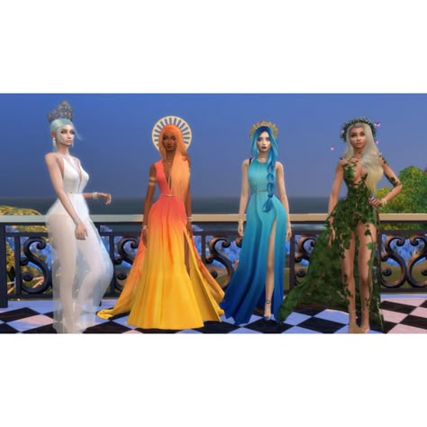 Sims 4 Elements Fire Water Air Earth using CC Elements Costume Air, Wind Costume Element, The Elements Halloween Costumes, Earth Air Fire Water Halloween Costumes, 4 Elements Theme Party, Four Elements Halloween Costume, Air Costume Element, Air Element Aesthetic Outfit, Fire And Water Costume