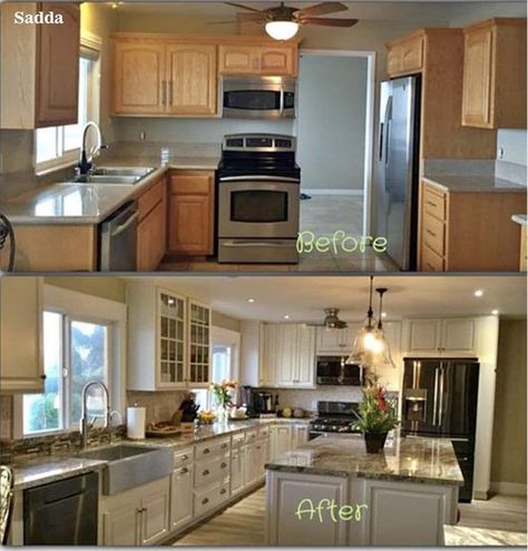 Older House Kitchen Remodel, Remodeling Older Homes Before After, Open Concept Kitchen Living Room Before And After, Adding Kitchen Island Before And After, Opening Up A Kitchen To Living Room Before And After, Kitchen Remodel Expansion, Kitchen Redo Before And After, Small Kitchen Renovation Before And After, Expanding Kitchen Into Dining Room Before And After