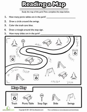 First Grade Geography Worksheets: Reading a Map Worksheet Social Studies Maps, Map Skills Worksheets, Geography Worksheets, Kindergarten Social Studies, Map Worksheets, Homeschool Geography, Homeschool Social Studies, Map Reading, Map Activities