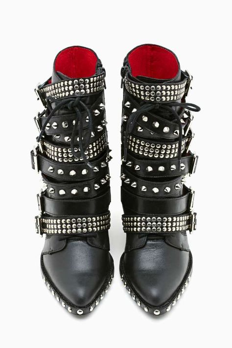 Jeffrey Campbell Draco Strapped Stud Boot, #NastyGal bloommultimedia.com Goth Couture, Funky Boots, Gothic Shoes, Shop Boots, Boot Shoes, Studded Boots, Stilts, Crazy Shoes, Shoe Obsession