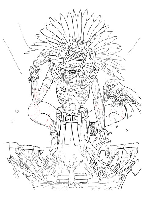 Aztec Tattoo Patterns, Purepecha Tattoo, Aztec Drawing, Aztec Artwork, Mayan Tattoos, Graffiti Lettering Alphabet, Aztec Tattoo Designs, Evil Tattoos, Creepy Drawings