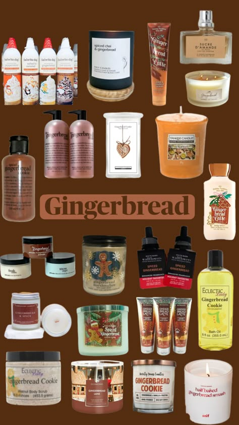 Gingerbread holiday scents #gingerbread #christmas #holiday #seasonal #scents #winter Christmas Self Care Aesthetic, How To Smell Like Winter, How To Smell Like Christmas, Christmas Shower Routine, Winter Smells, Christmas Smells, Fall Smells, Smell Like Christmas, Christmas Scent