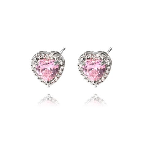 Main Stone: Australian Crystal - Micro Simulated Diamonds - .925 Post Julien Tanti, Pandora Earrings, Crystal Heart Earrings, Pink Accessories, Jewelry Accessories Ideas, Pink Girly Things, Pink Jewelry, Earrings Pink, Pink Earrings