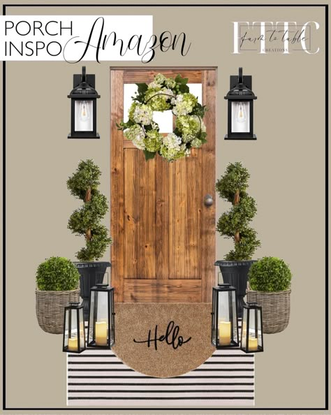 Check out this photo from farmtotablecreations Front Door Topiary, Front Porch Topiary Ideas, Winter Front Porch Topiary, Lighted Topiaries Front Door, New Front Porchfront Door Lanters And Sconces, Eugenia Topiary Front Door, Porch Topiary, Outside Patio, Porch Patio