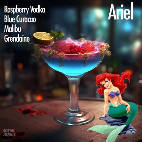 Girly Girl - Disney cocktails! 😋 🍹🍸 | Facebook Disney Alcoholic Drinks, Princess Drinks, Disney Inspired Cocktails, Disney Cocktails, Fruity Alcohol Drinks, Bartender Drinks Recipes, Cocktail Vodka, Disney Drinks, Fun Drink Recipe