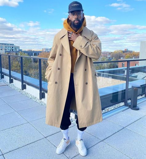 Greg Ntore, Black Men Street Fashion, Men Street Fashion, Coat Outfit, Trench Coat Men, Mens Outfit Inspiration, Fashion Trends Winter, Mens Fashion Streetwear, Men Fashion Casual Outfits