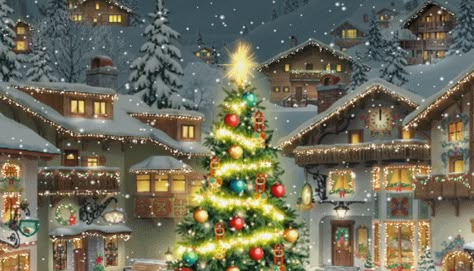 Wallpaper Gif Pc, Scenery Gif, Animated Christmas Wallpaper, Christmas Animated Gif, New Year Anime, Christmas Tree Gif, Xmas Gif, Wallpaper Notebook, Merry Christmas Gif