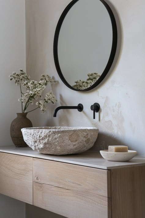 15 Tips to Create an Organic Modern Bathroom – Everyday Inspo Modern Organic Bathroom, Organic Modern Bathroom, Organic Bathroom, Tub Design, New House Bathroom, House Bathrooms, Tub Ideas, Soaker Tub, Wood Vanity