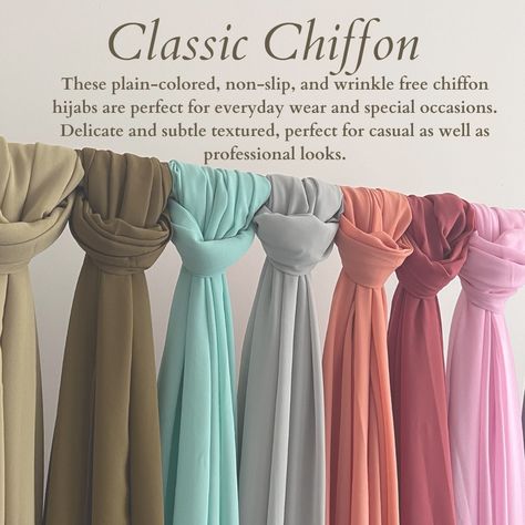 At our small hijab business, we take pride in offering high-quality and versatile classic chiffon hijabs for the modern hijabi. Try them out today by ordering from Sarah Siraj. Which one is your favourite? Comment down below! tags: #smallbusiness #hijabfashion #hijab #hijabs #hijabi #hijabstyle #hijabis #modestfashion Hijab Business, Abaya Shop, Hijab Brand, Hijab Shop, Hijab Store, Hijab Colors, Color Design Inspiration, Hijab Designs, Hijab Collection