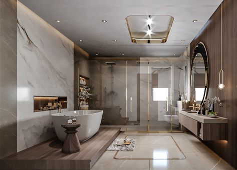 Luxury Bathroom Master, Art Deco Style Interior, Bathrooms Luxury, Modern Luxury Bathroom, Luxury Master Bathrooms, Art Deco Bathroom, Bathroom Decor Luxury, Interior Design Per La Casa, Bad Inspiration