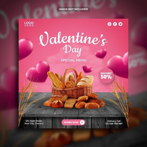 PSD valentine's day social media post te... | Premium Psd #Freepik #psd Velentain Days, Valentine's Day Social Media, Food Illustration Design, Magazine Layout Inspiration, Web Design Websites, Illustrator Graphic Design, Adobe Illustrator Graphic Design, Hari Valentine, Social Media Post Template