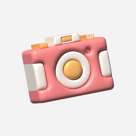 3d Camera Icon, Object With White Background, 3d Objects Design, Emoji Props, 3d Emoji, Bubble Icon, Arts Project, 3d Camera, Funny Emoji Faces