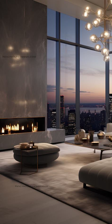 Appartement New York, Penthouse Aesthetic, Dream Penthouse, Penthouse Bedroom, Luxury Penthouse Apartment, Penthouse Living Room, Penthouse Ideas, Penthouse Luxury, Nyc Penthouse