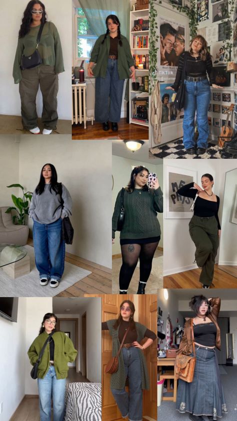 Grunge Plus Size Outfits, Plus Size Indie Outfits, College Outfits Plus Size, Curvy Casual Outfits, College Outfits Winter, Simple Style Outfits, Fall Plus Size, Plus Size Summer Outfit, Plus Size Fits