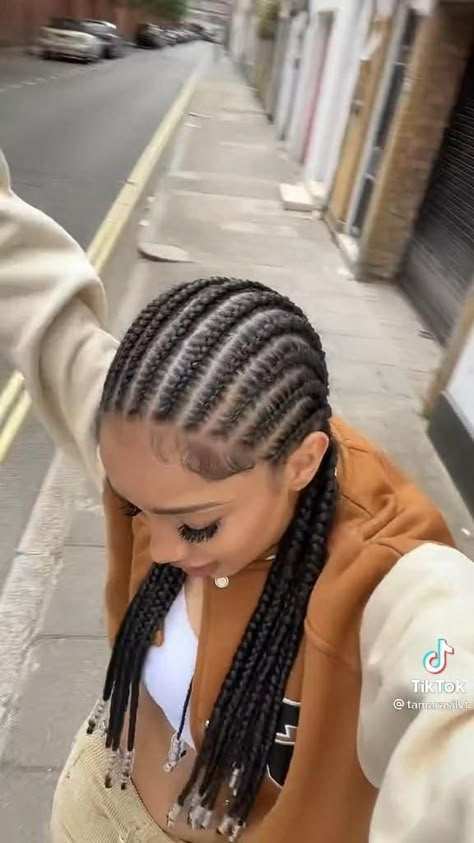 Jail Braids To The Back, Full Cornrow Hairstyles, Extended Cornrows, Conrows Lines And Braids With Beads, African Braids Hairstyles Cornrows, Stitch Braids With Beads, Long Cornrows Braids, Vacation Hairstyles Black Women, Braids Hairstyles Curly