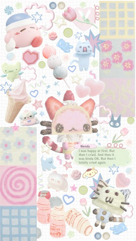 🌷🩵🧩 #wallpaper #scrapbook #scrapebookvibes #maximalist #pastel #pastelcolors #softcolors #cute #kawaii Maximalist Pastel, Cute Iphone Wallpaper Tumblr, Cute Mobile Wallpapers, Custom Ipad, Wallpaper Doodle, Sanrio Wallpaper, Iphone Wallpaper Themes, Hello Kitty Iphone Wallpaper, Kitty Wallpaper