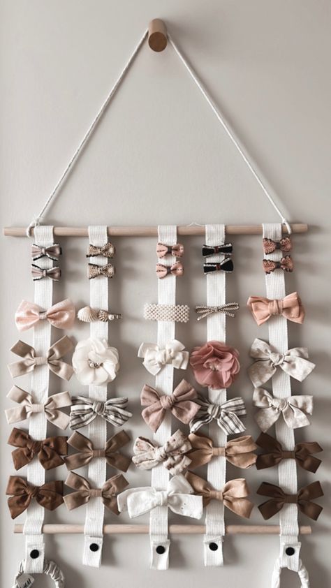 Hair Bows Holder Diy, Macrame Bow Holder, Hair Bows Holder, Diy Hair Bow Holder, Diy Bow Holder, Hair Bow Hanger, Bow Organizer, Bow Hanger, Organizing Hair Accessories