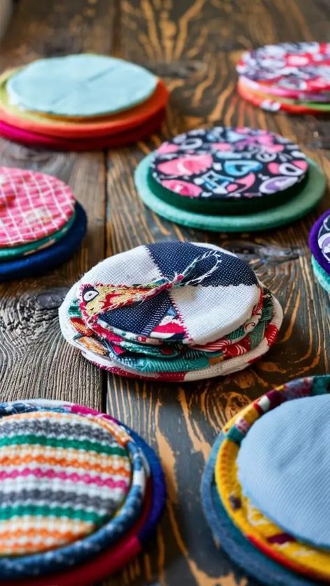 10 Ideas for Scrap Fabric Projects: Creative DIY Crafts to Try 10 Crafts For Leftover Fabric, Fabric Circle Crafts, Scrap Fabric Crafts Diy, Fabric Twine Projects, Ideas For Scrap Fabric, Leftover Fabric Ideas, Scrap Material Projects, Fabric Scraps Ideas, Fabric Magnets