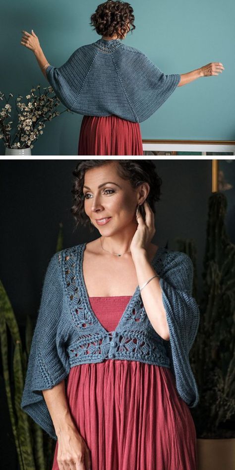 Stylish Crochet Patterns, Spare Yarn Crochet Projects, Knitted Shrug Pattern, Crochet Bell Sleeve Shrug Pattern Free, Crochet Patterns Shrug, Crochet Projects Free Pattern Ideas, Free Boho Crochet Patterns, Fun Crochet Patterns Free, Shrugs Ideas