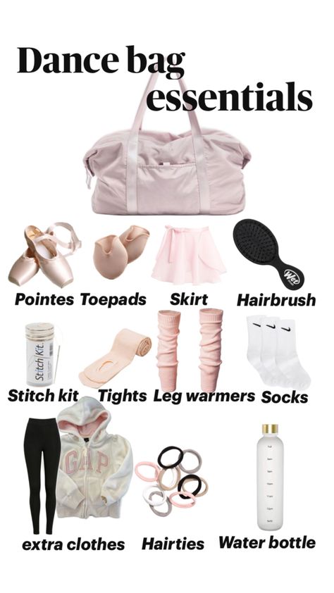 Ballet Bag Essentials, Dance Bag Essentials, Ballet Basics, Ballet Attire, Dance Class Outfit, Beginner Ballet, Jazz Dance Outfits, Dance Workout Routine, Dancer Lifestyle