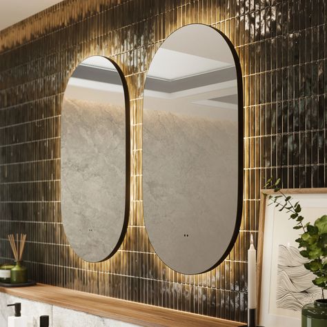 Oval Shape Mirror, Frame Bathroom Mirror, Latest Bathroom Trends, Large Bathroom Mirrors, Oval Mirror Bathroom, Frame Bathroom, Single Mirror, Shape Mirror, Illuminated Mirror