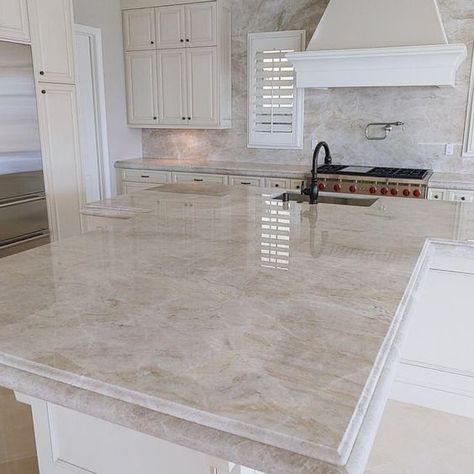 Quartzite Kitchen Island, Quartzite Countertops Kitchen, Quartzite Kitchen Countertops, Taj Mahal Quartzite Countertops, Kitchen Design Countertops, Taj Mahal Quartzite, Countertop Ideas, Quartz Kitchen Countertops, Quartzite Countertops