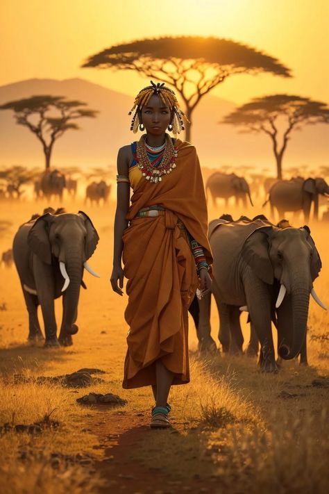 Serengeti Plain: Maasai girl. On the Serengeti Plain, where the… | by Grow | Medium Maasai Art, Womens Painting, Maasai Shuka, Savannah Art, Africa Tribes, African Nature, Africa Nature, Maasai People, Black Power Art