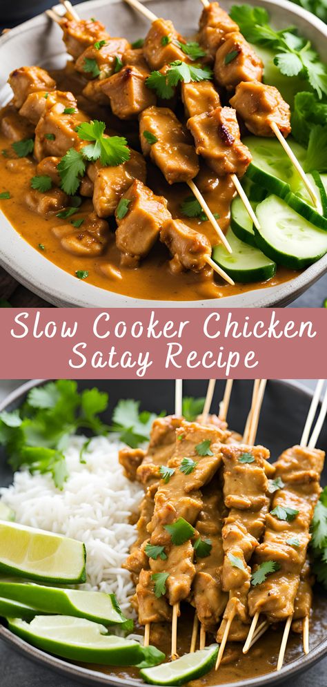 Slow Cooker Chicken Satay Recipe | Cheff Recipes Chicken Satay Recipe, Satay Recipe, Satay Sauce, Peanut Chicken, Using A Pressure Cooker, Chicken Satay, Portable Food, Party Dishes, Chicken Slow Cooker Recipes