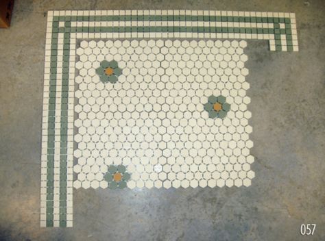 Vintage 1920s hex tile Historic Tile, Entry Floor, Patterned Bathroom Tiles, Vintage Bathroom Tile, Square Border, Entry Tile, Shop Pictures, Dark Tile, Hex Tile