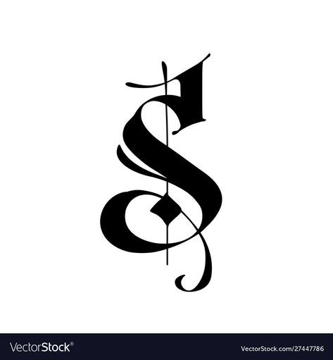 Gothic Style, Letter S, Alphabet, Calligraphy, Flag, Black And White, White, Black