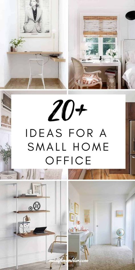 Many people are suddenly realizing they need a space for a home office. If space is already tight, you may be wondering just how to fit in a space for work. Here are 20 small home office ideas that can help you fit a work from home space in your home, no matter how tiny your place is. Small Work Space Ideas, Small Office Space In Bedroom, Mini Office Space, Small Closet Office, Small Home Office For Two, Small Office Ideas Home, Small Apartment Office, Small Work Space, Cozy Home Office Ideas