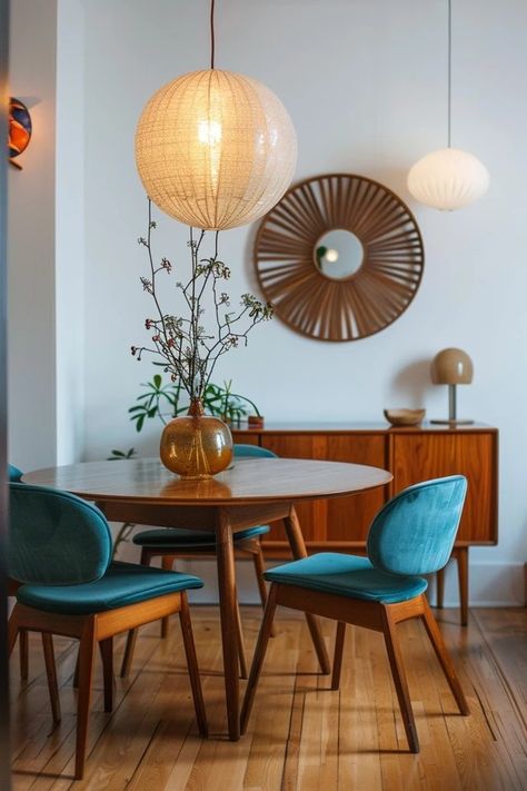 Mid-Century Modern Dining Room Ideas & Decor Midcentury Modern Dining Room, Mcm Dining Room, Modern Dining Room Ideas, Retro Dining Rooms, Mid Century Interior Design, Mid Century Dining Room, Funky House, Mid Century Modern Dining Room, Garden Goals