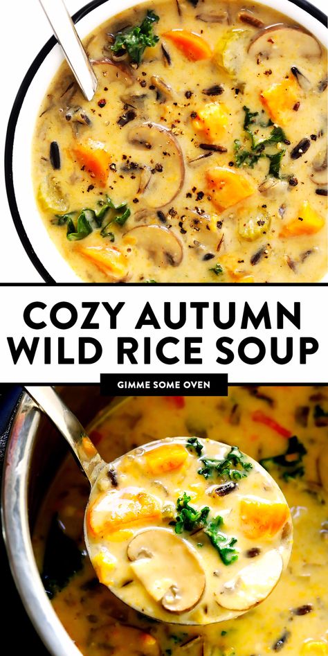 Autumn Wild Rice Soup, Autumn Wild Rice, Autumn Veggies, Sopas Light, Pudding Chia, Fall Comfort Food, Wild Rice Soup, Fall Food, Insta Pot