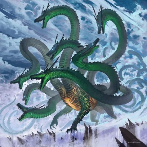 Terrifying Creatures, Yamata No Orochi, Ancient Japan, Creature Artwork, Kaiju Art, Dnd Monsters, Fantasy Beasts, Monster Concept Art, Mythical Creature