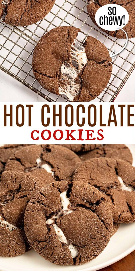 Hot Cocoa Crinkle Cookies, Hot Cocoa Crumble Cookies, Easy But Impressive Christmas Cookies, Hot Chocolate Baked Goods, Hot Choc Cookies, Best Tasting Cookies, Swiss Miss Hot Chocolate Cookies, Thm Christmas Cookies, Chocolate Chip Hot Chocolate