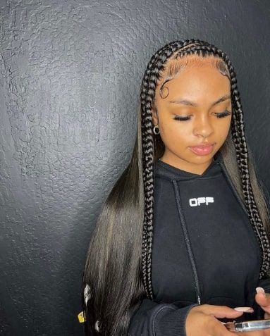 Front Hair Braided Sew In Weave Hairstyle Braids At The Front Of Hair, Sewn In Weave Hairstyles Black Women, Braided Sew In, Braids With Sew In, Sew In With Braids At The Top, Sew In With Braids, Braids And Sew In Hairstyles, Braid Front Of Hair, Sew In Weave Hairstyles