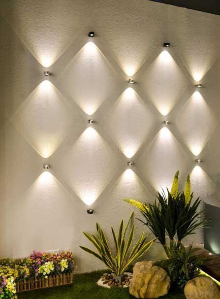 Create a pattern of lights - from Pinterest Blitz Design, Black Interior Design, Cove Lighting, Backyard Lighting, Wall Lighting Design, Accent Lighting, Ceiling Decor, Ceiling Design, Room Lights